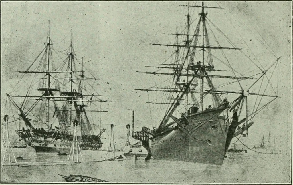An illustration from The life story of the late Sir Charles Tilston Bright, civil engineer; with which is incorporated the story of the Atlantic cable, and the first telegraph to India and the colonies, 1899, leaf 231