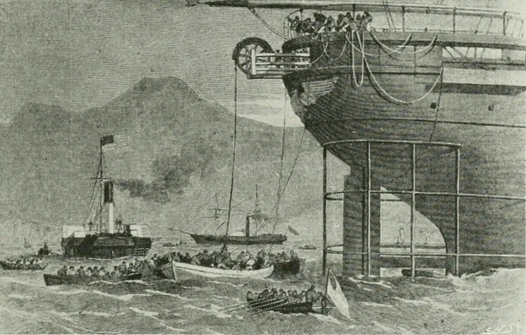 An illustration from The life story of the late Sir Charles Tilston Bright, civil engineer; with which is incorporated the story of the Atlantic cable, and the first telegraph to India and the colonies, 1899, leaf 344