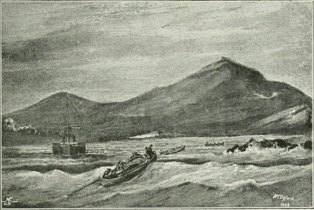 An illustration from The life story of the late Sir Charles Tilston Bright, civil engineer; with which is incorporated the story of the Atlantic cable, and the first telegraph to India and the colonies, 1899, leaf 348