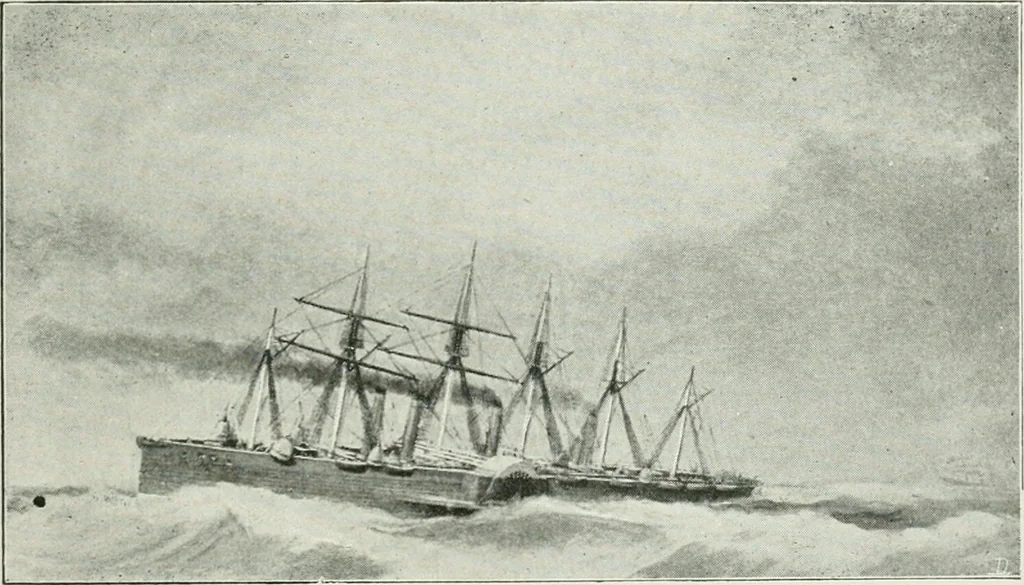 An illustration from The life story of the late Sir Charles Tilston Bright, civil engineer; with which is incorporated the story of the Atlantic cable, and the first telegraph to India and the colonies, 1899, leaf 422