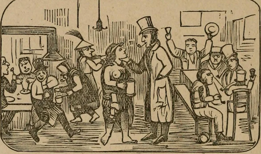 An illustration from The life and times of James Catnach : (late of Seven Dials), ballad monger, 1878, leaf 149