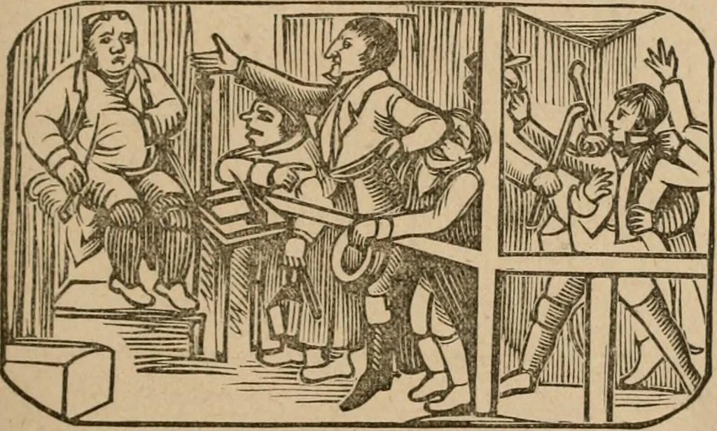 An illustration from The life and times of James Catnach : (late of Seven Dials), ballad monger, 1878, leaf 152