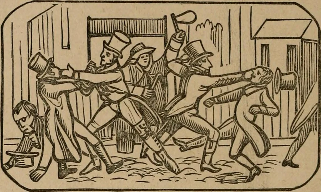 An illustration from The life and times of James Catnach : (late of Seven Dials), ballad monger, 1878, leaf 153