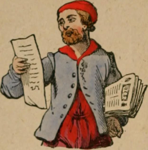 An illustration from The life and times of James Catnach : (late of Seven Dials), ballad monger, 1878, leaf 9