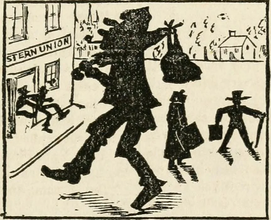 An illustration from Lightning flashes and electric dashes, a volume of choice telegraphic literature, humor, fun, wit & wisdom, 1877, leaf 100
