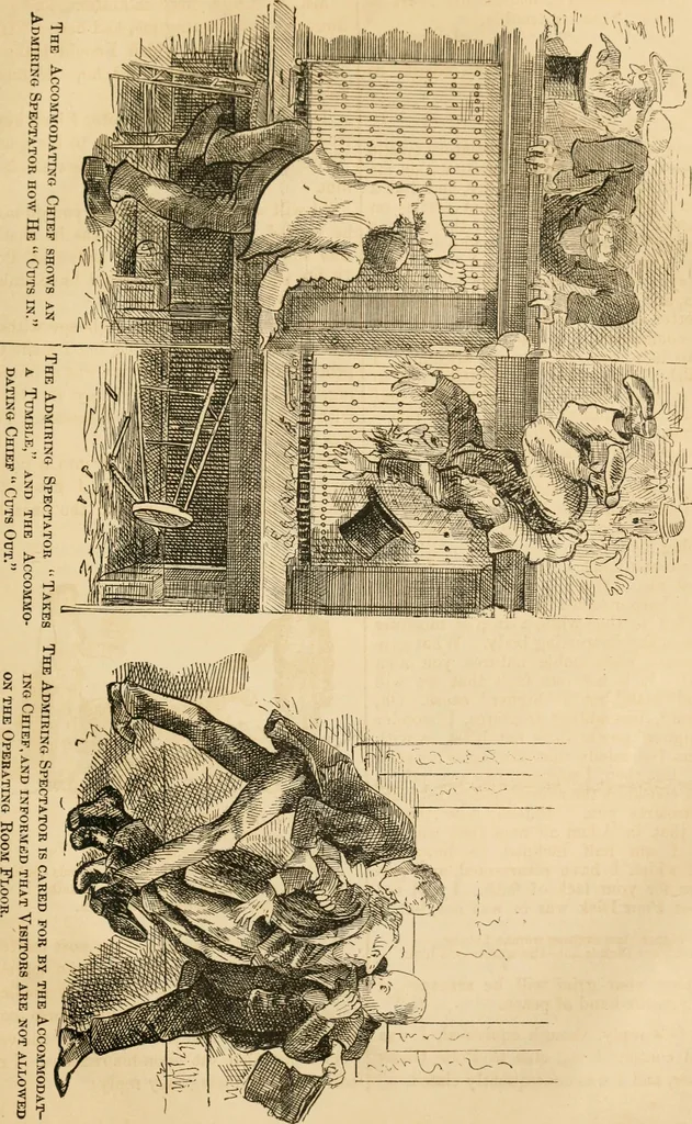 An illustration from Lightning flashes and electric dashes, a volume of choice telegraphic literature, humor, fun, wit & wisdom, 1877, leaf 124