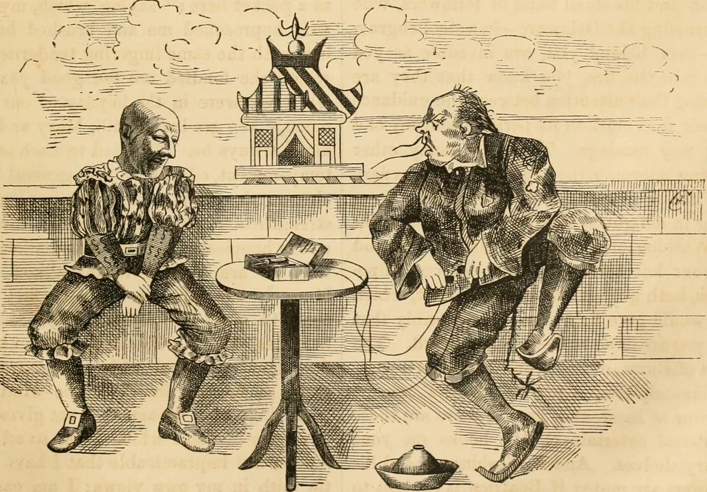 An illustration from Lightning flashes and electric dashes, a volume of choice telegraphic literature, humor, fun, wit & wisdom, 1877, leaf 142