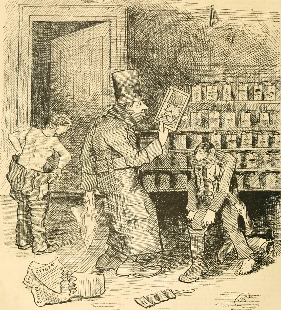 An illustration from Lightning flashes and electric dashes, a volume of choice telegraphic literature, humor, fun, wit & wisdom, 1877, leaf 173