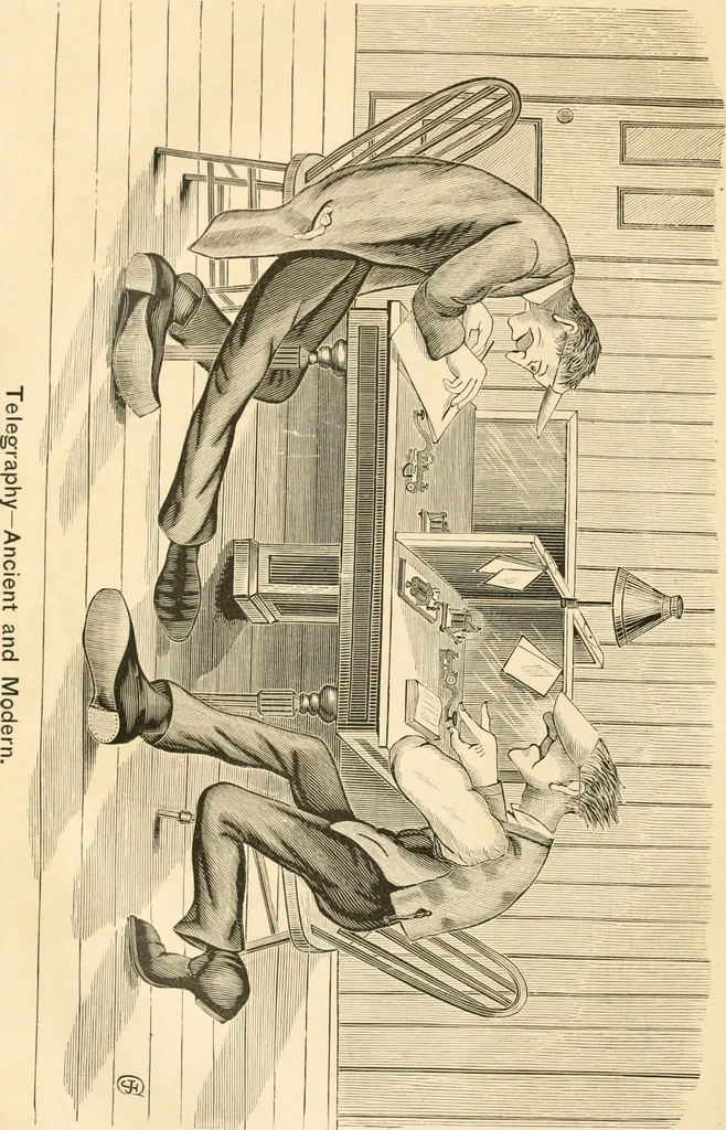 An illustration from Lightning flashes and electric dashes, a volume of choice telegraphic literature, humor, fun, wit & wisdom, 1877, leaf 57