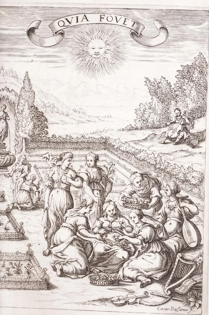 An illustration from Liliatum viridarium : eminen.mo principi Stephano card.li Duratio et archipraesuli a Genuensi Seminario excultum reuerendo Franco Gneco rectore, 1640, leaf 33