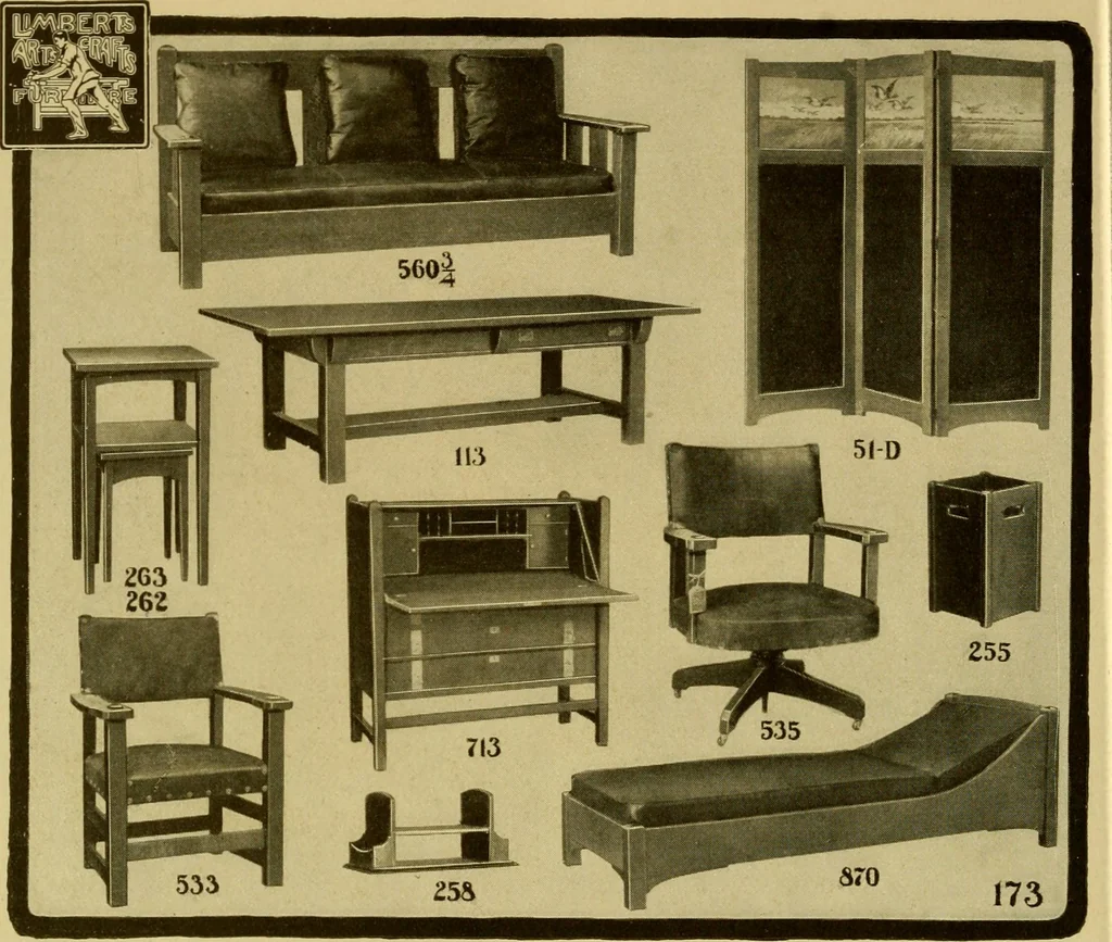 An illustration from Limberts Holland Dutch arts and crafts furniture., 1900, leaf 45