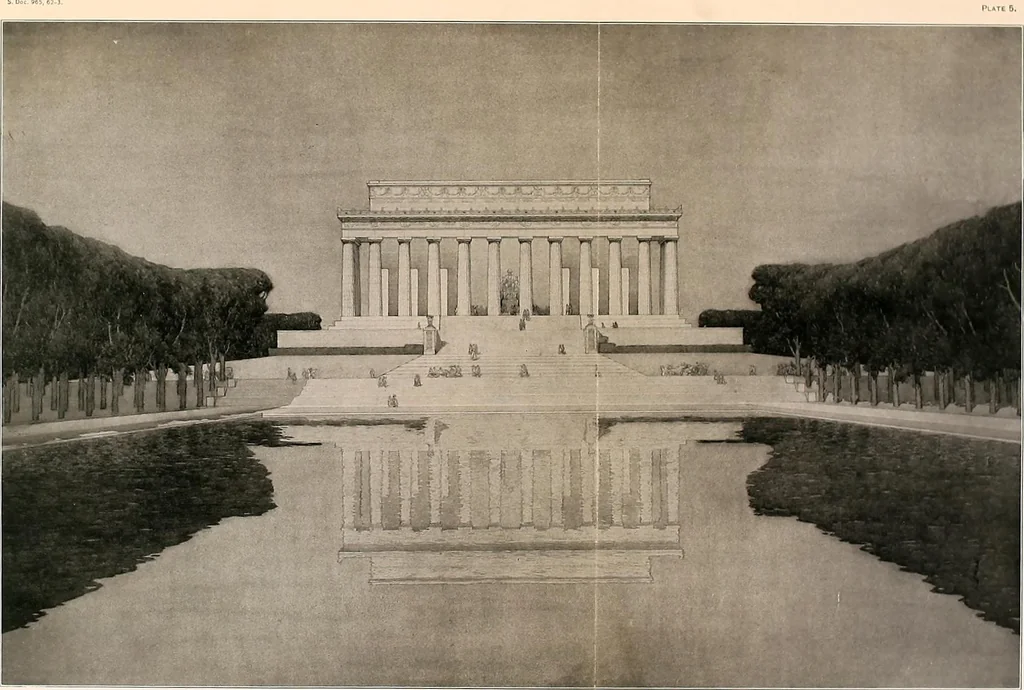 An illustration from Lincoln Memorial Commission report : message from the President of the United States transmitting a report of the Lincoln Memorial Commission, and its recommendations, upon the location, plan, and design for a memorial, in the city of Washington, to the memory of Abraham Lincoln, in accordance with the act approved February 9, 1911, 1913, leaf 28