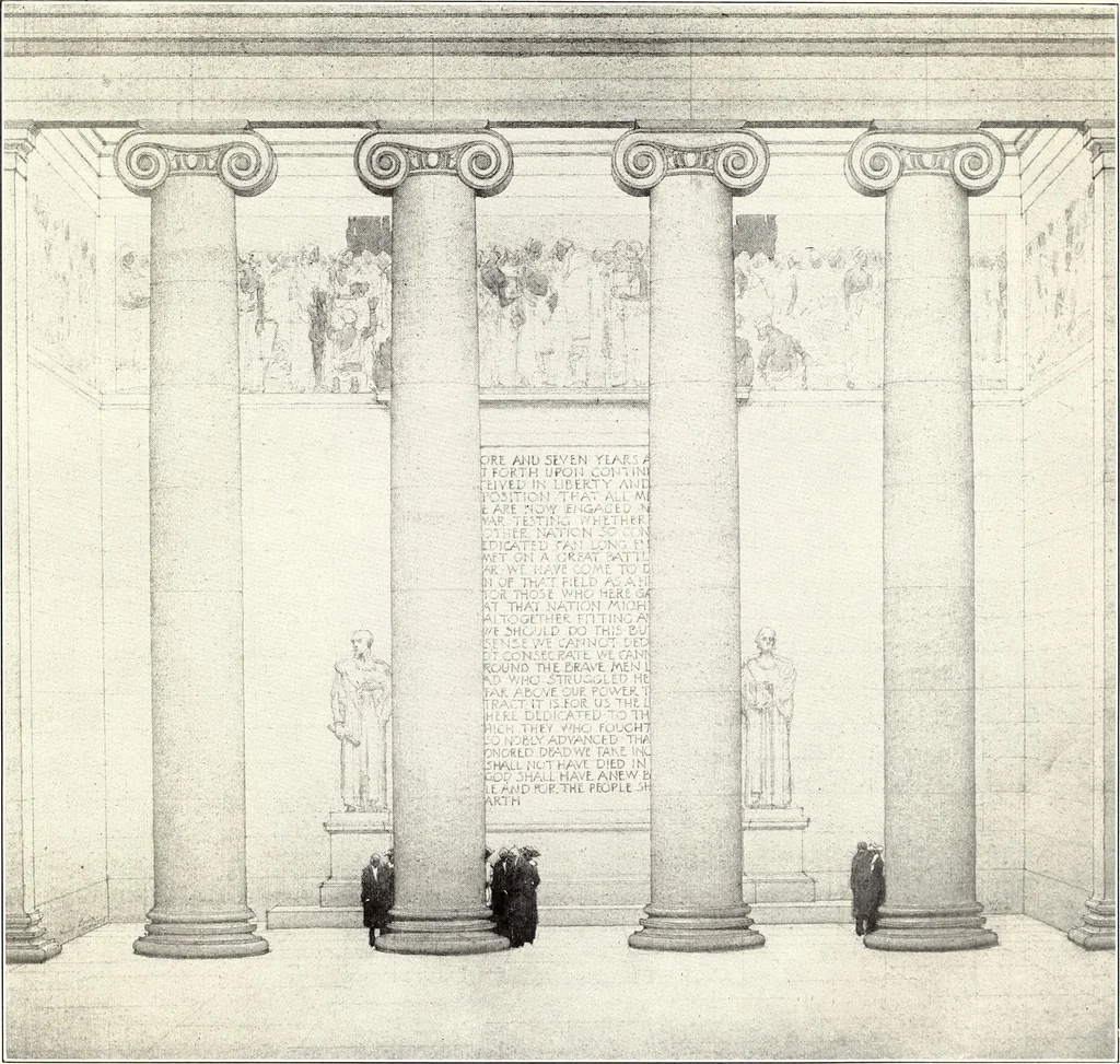 An illustration from Lincoln Memorial Commission report : message from the President of the United States transmitting a report of the Lincoln Memorial Commission, and its recommendations, upon the location, plan, and design for a memorial, in the city of Washington, to the memory of Abraham Lincoln, in accordance with the act approved February 9, 1911, 1913, leaf 31