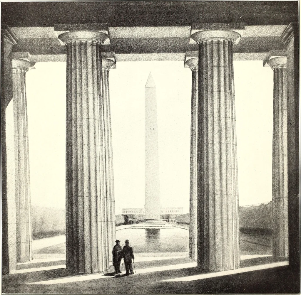 An illustration from Lincoln Memorial Commission report : message from the President of the United States transmitting a report of the Lincoln Memorial Commission, and its recommendations, upon the location, plan, and design for a memorial, in the city of Washington, to the memory of Abraham Lincoln, in accordance with the act approved February 9, 1911, 1913, leaf 33