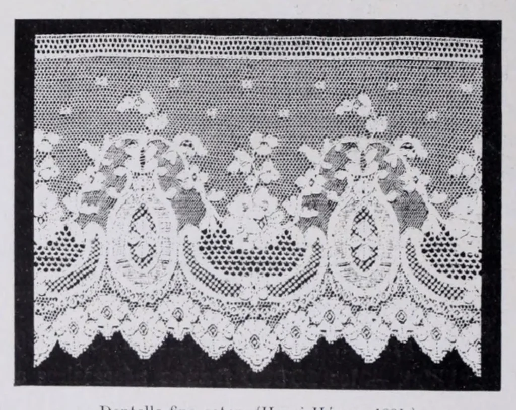 An illustration from L'industrie des tulles et dentelles mécanique dans le Pas-de-Calais, 1815-1900 / Henri Hénon, 1900, leaf 266