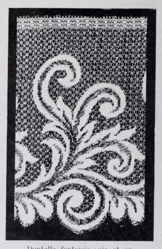 An illustration from L'industrie des tulles et dentelles mécanique dans le Pas-de-Calais, 1815-1900 / Henri Hénon, 1900, leaf 340