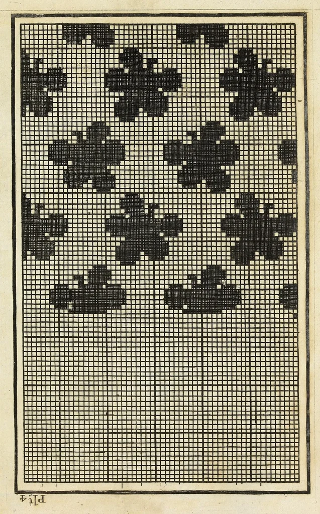 An illustration from The linen manufacturer, weaver, and warper's assistant : containing a new and correct set of tables, drafts, cordings, arithmetical rules and examples, adapted to the present state of the woollen and linen manufacture and household customary weaving : with a description of the sliding rule, and the application of it to the art of weaving, 1822, leaf 487