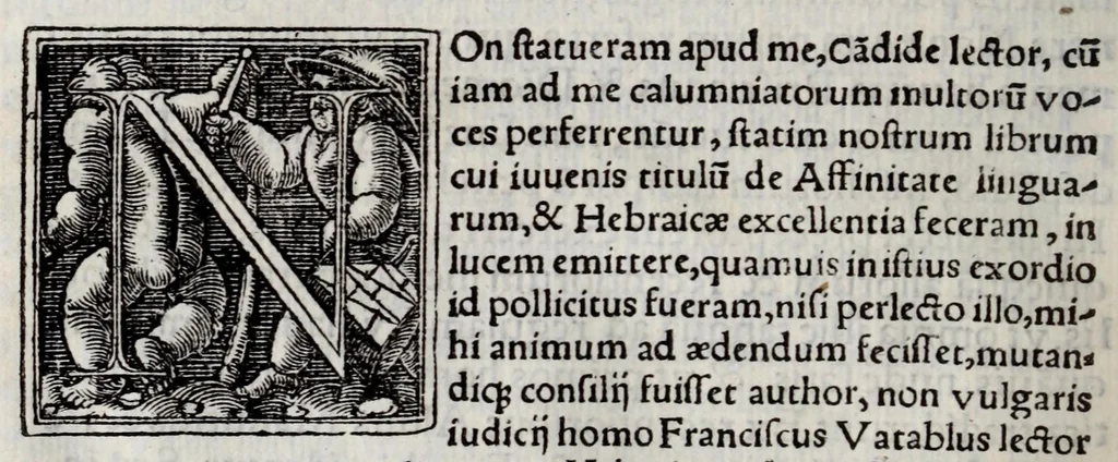 An illustration from Linguarum duodecim characteribus differentium alphabetum, introductio, ac legendi modus longè facilimus : Linguarum nomina sequens proximè pagella offeret, 1538, leaf 106