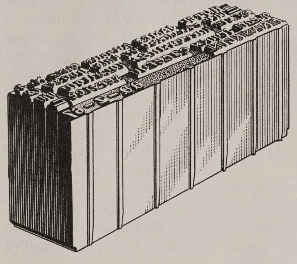 An illustration from Linotype matrices;, 1913, leaf 42