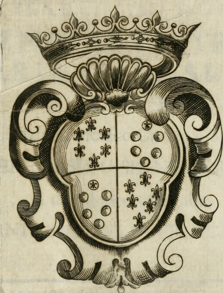 An illustration from L'intreccio di gigli : solennità di S. Antonio di Padova, celebrata l'anno 1658 & il 1659 dalla di lui congregatione eretta nuovamenta in Parma, sotto la protettione de' serenissimi signori prencipi Pietro e Maria Maddalena Farnesi, 1659, leaf 4