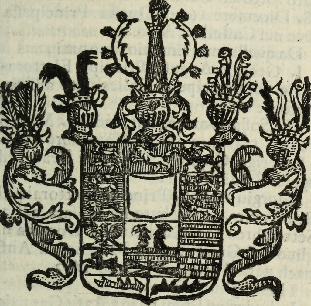 An illustration from Li sovrani del mondo : Opera, che dà notitia della genealogia delle loro famiglie, dell'ampiezza, e governo de' loro stati ... con un catalogo degli autori, che meglio ne hanno scritto, 1720, leaf 160