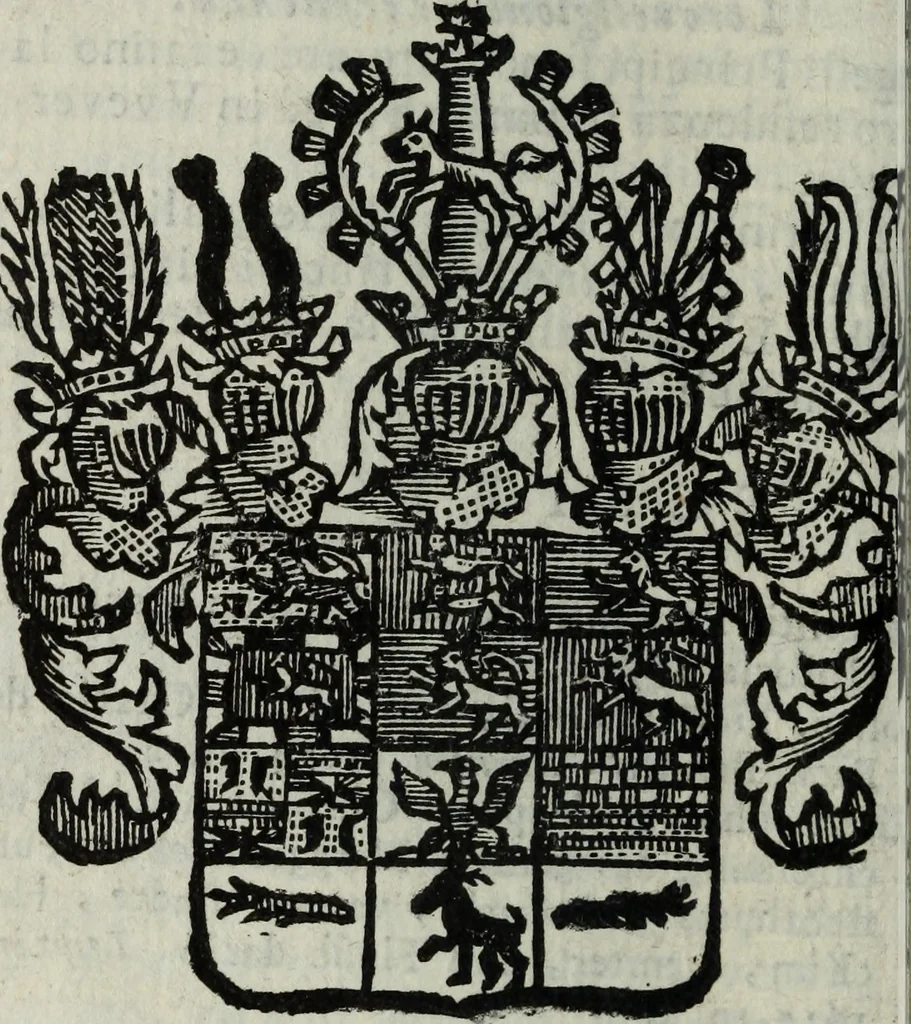 An illustration from Li sovrani del mondo : Opera, che dà notitia della genealogia delle loro famiglie, dell'ampiezza, e governo de' loro stati ... con un catalogo degli autori, che meglio ne hanno scritto, 1720, leaf 373