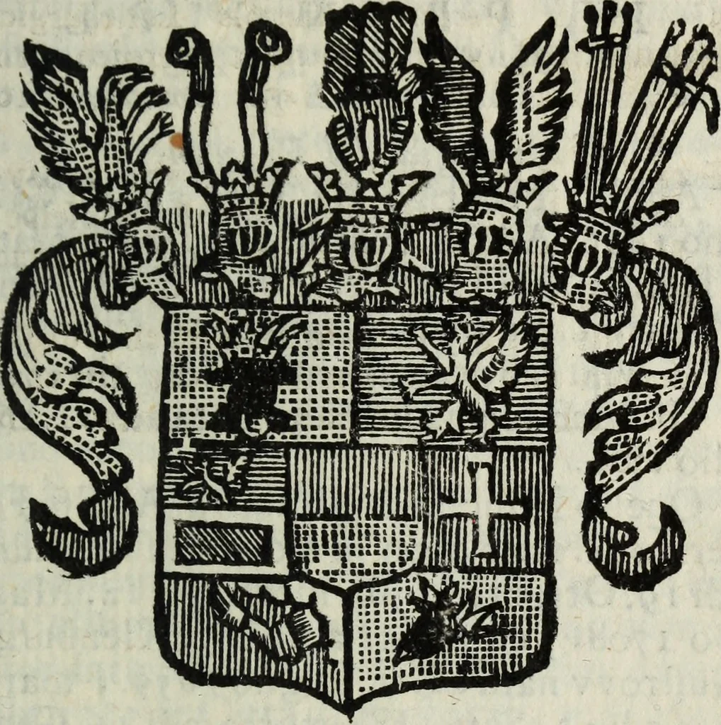 An illustration from Li sovrani del mondo : Opera, che dà notitia della genealogia delle loro famiglie, dell'ampiezza, e governo de' loro stati ... con un catalogo degli autori, che meglio ne hanno scritto, 1720, leaf 380