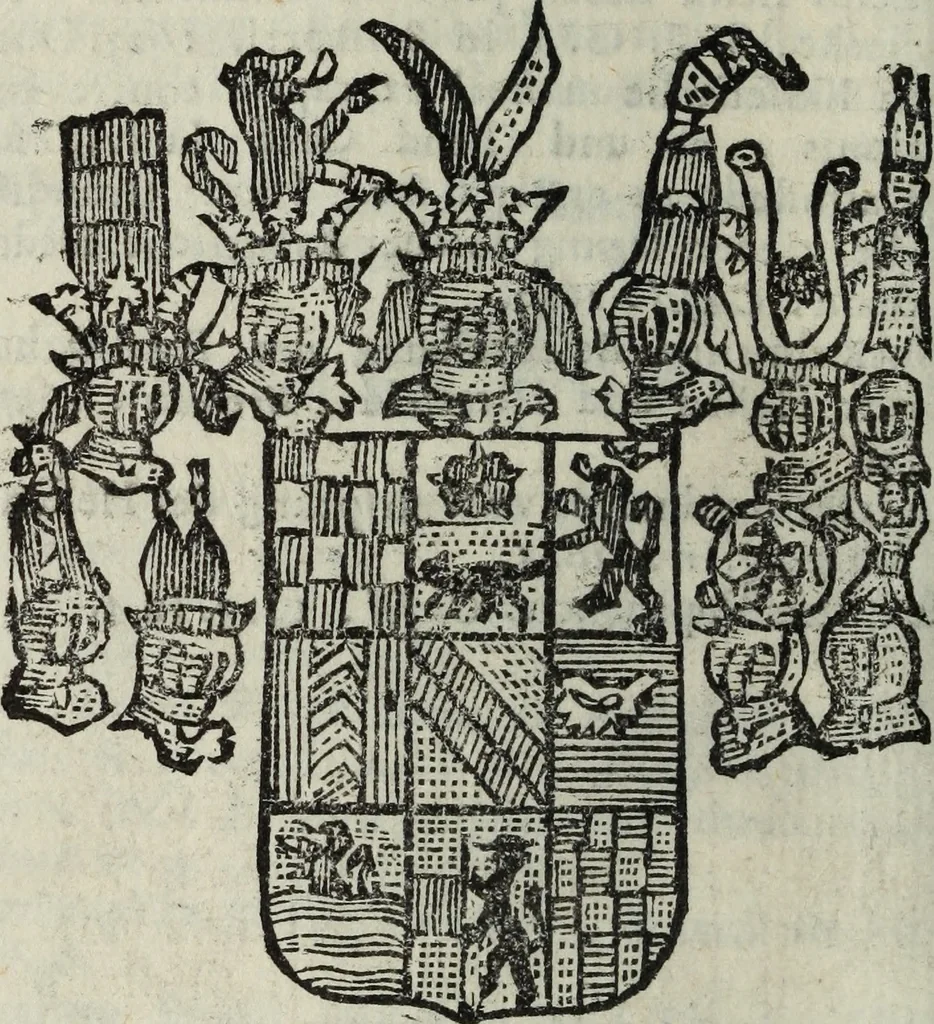 An illustration from Li sovrani del mondo : Opera, che dà notitia della genealogia delle loro famiglie, dell'ampiezza, e governo de' loro stati ... con un catalogo degli autori, che meglio ne hanno scritto, 1720, leaf 423