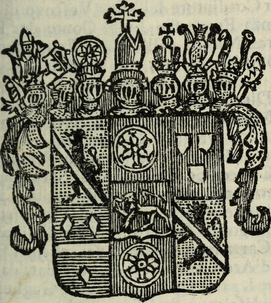 An illustration from Li sovrani del mondo : Opera, che dà notitia della genealogia delle loro famiglie, dell'ampiezza, e governo de' loro stati ... con un catalogo degli autori, che meglio ne hanno scritto, 1720, leaf 50