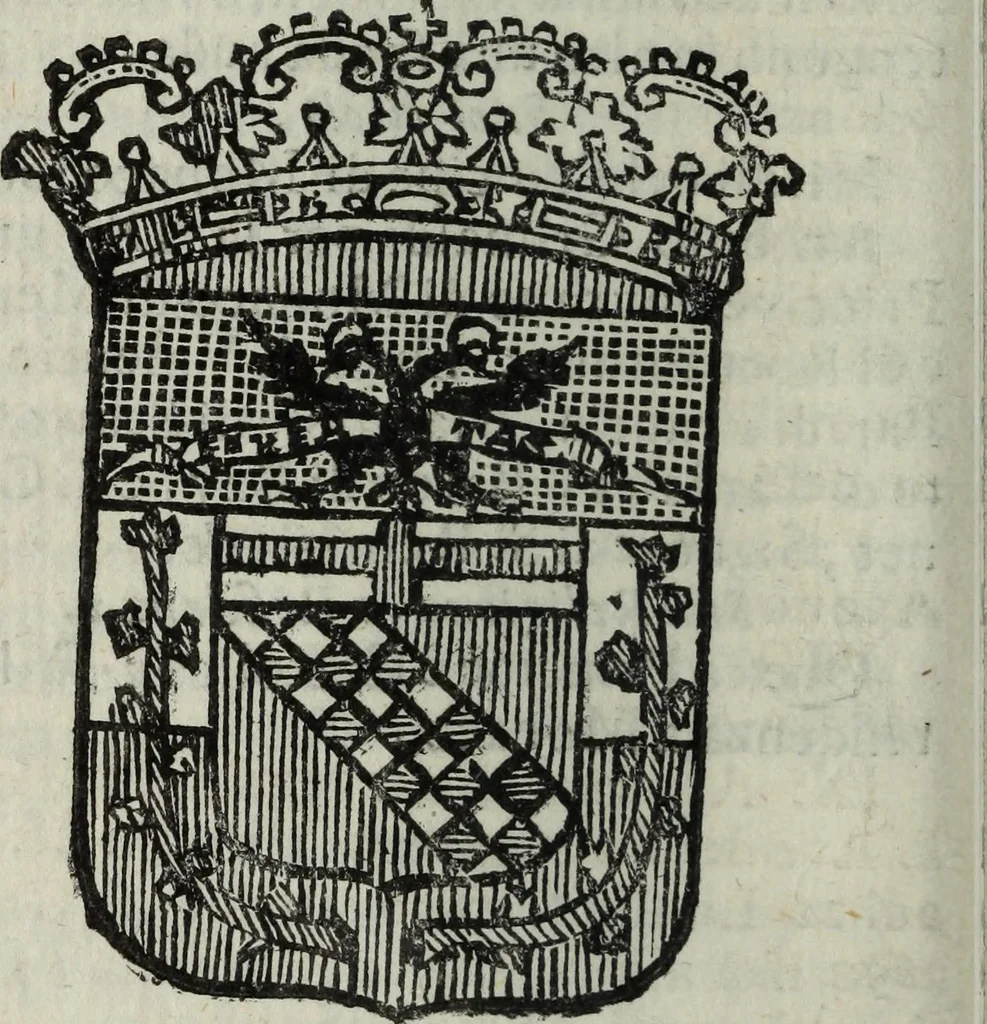 An illustration from Li sovrani del mondo : Opera, che dà notitia della genealogia delle loro famiglie, dell'ampiezza, e governo de' loro stati ... con un catalogo degli autori, che meglio ne hanno scritto, 1720, leaf 157