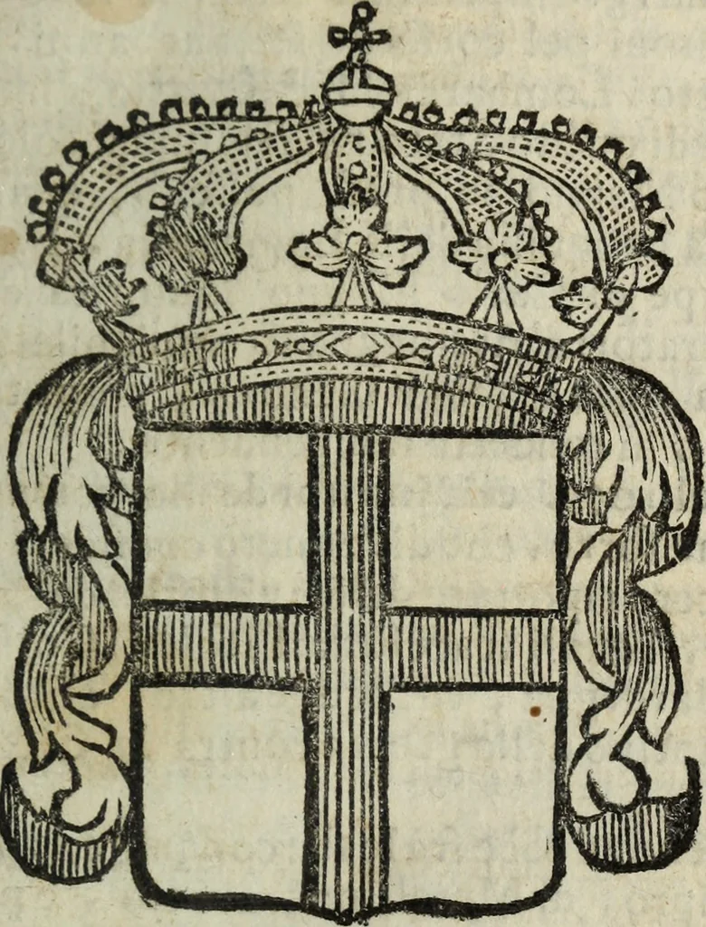 An illustration from Li sovrani del mondo : Opera, che dà notitia della genealogia delle loro famiglie, dell'ampiezza, e governo de' loro stati ... con un catalogo degli autori, che meglio ne hanno scritto, 1720, leaf 198