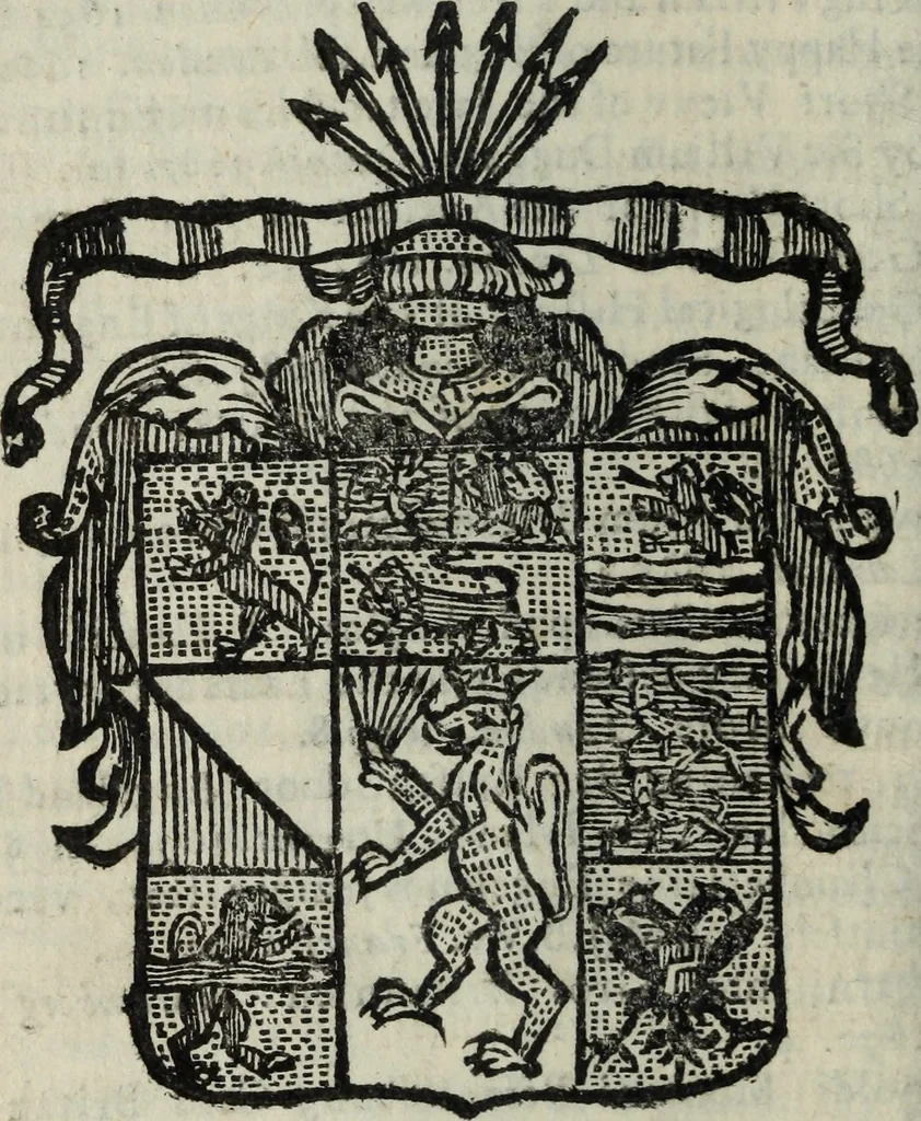 An illustration from Li sovrani del mondo : Opera, che dà notitia della genealogia delle loro famiglie, dell'ampiezza, e governo de' loro stati ... con un catalogo degli autori, che meglio ne hanno scritto, 1720, leaf 369