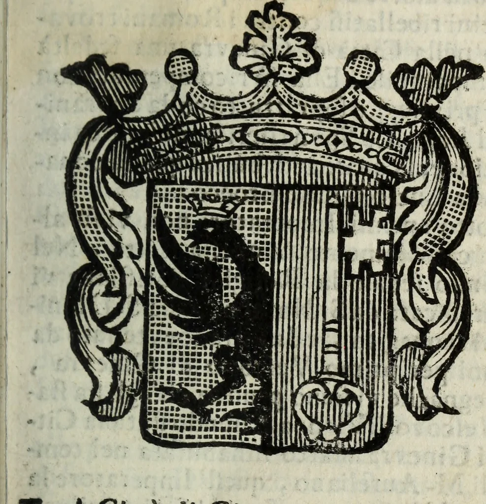 An illustration from Li sovrani del mondo : Opera, che dà notitia della genealogia delle loro famiglie, dell'ampiezza, e governo de' loro stati ... con un catalogo degli autori, che meglio ne hanno scritto, 1720, leaf 42
