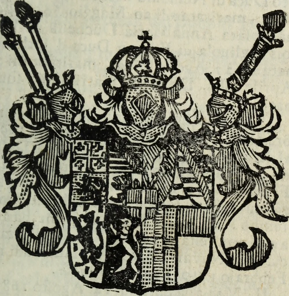 An illustration from Li sovrani del mondo : Opera, che dà notitia della genealogia delle loro famiglie, dell'ampiezza, e governo de' loro stati ... con un catalogo degli autori, che meglio ne hanno scritto, 1720, leaf 70
