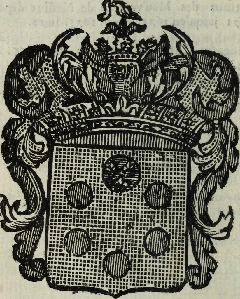 An illustration from Li sovrani del mondo : Opera, che dà notitia della genealogia delle loro famiglie, dell'ampiezza, e governo de' loro stati ... con un catalogo degli autori, che meglio ne hanno scritto, 1720, leaf 93