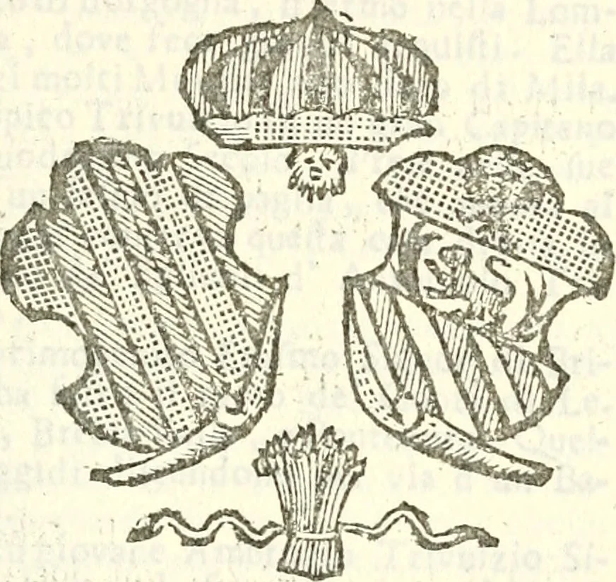 An illustration from Li Sovrani del mondo, opera, che dà notitia della genealogia delle loro famigilie; dell'ampiezza, e governo de'loro Stati, della loro religione, entrate, forze, titoli, pretenfioni, arme con l'origine floria de'pezzi, e quarti, che le compongono, e del luogo della loro residenza; con un catalogo degli autori, che meglio ne banno feritto; il tutto fino al tempo prefente, 1729, leaf 326