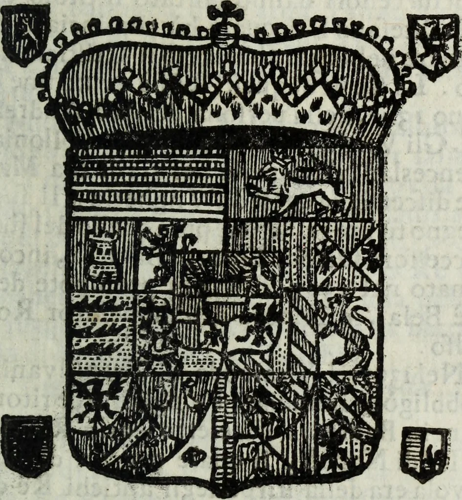 An illustration from Li sovrani del mondo : Opera, che dà notitia della genealogia delle loro famiglie, dell'ampiezza, e governo de' loro stati ... con un catalogo degli autori, che meglio ne hanno scritto, 1720, leaf 68