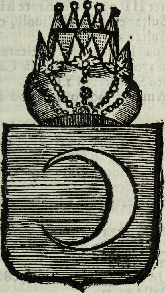 An illustration from Li sovrani del mondo : Opera, che dà notitia della genealogia delle loro famiglie, dell'ampiezza, e governo de' loro stati ... con un catalogo degli autori, che meglio ne hanno scritto, 1720, leaf 82