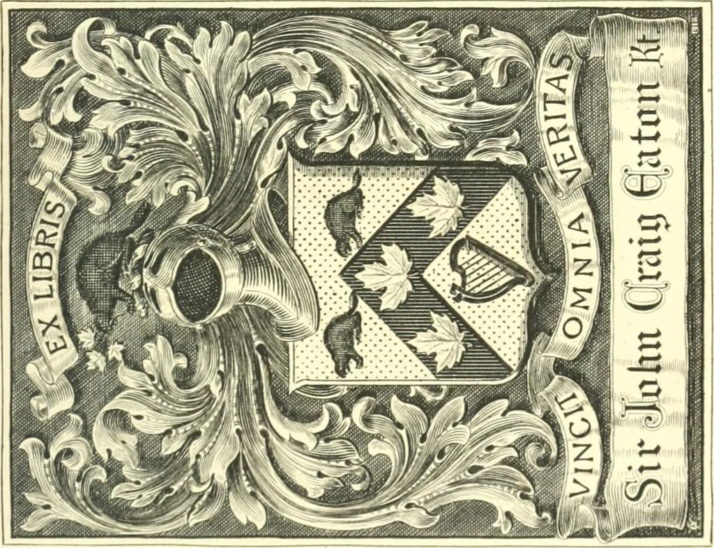 An illustration from A list of Canadian bookplates : with a review of the history of ex libris in the Dominion, 1919, leaf 62