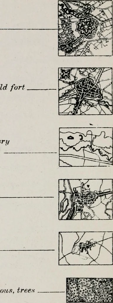An illustration from List of conventional signs and abbreviations in use on French and German maps, 1918, leaf 21