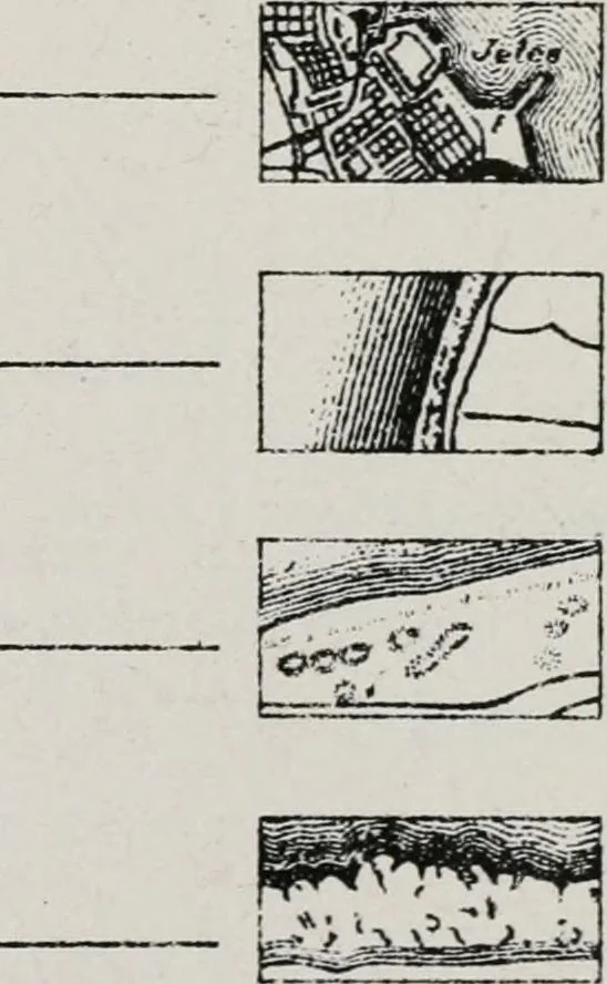 An illustration from List of conventional signs and abbreviations in use on French and German maps, 1918, leaf 22