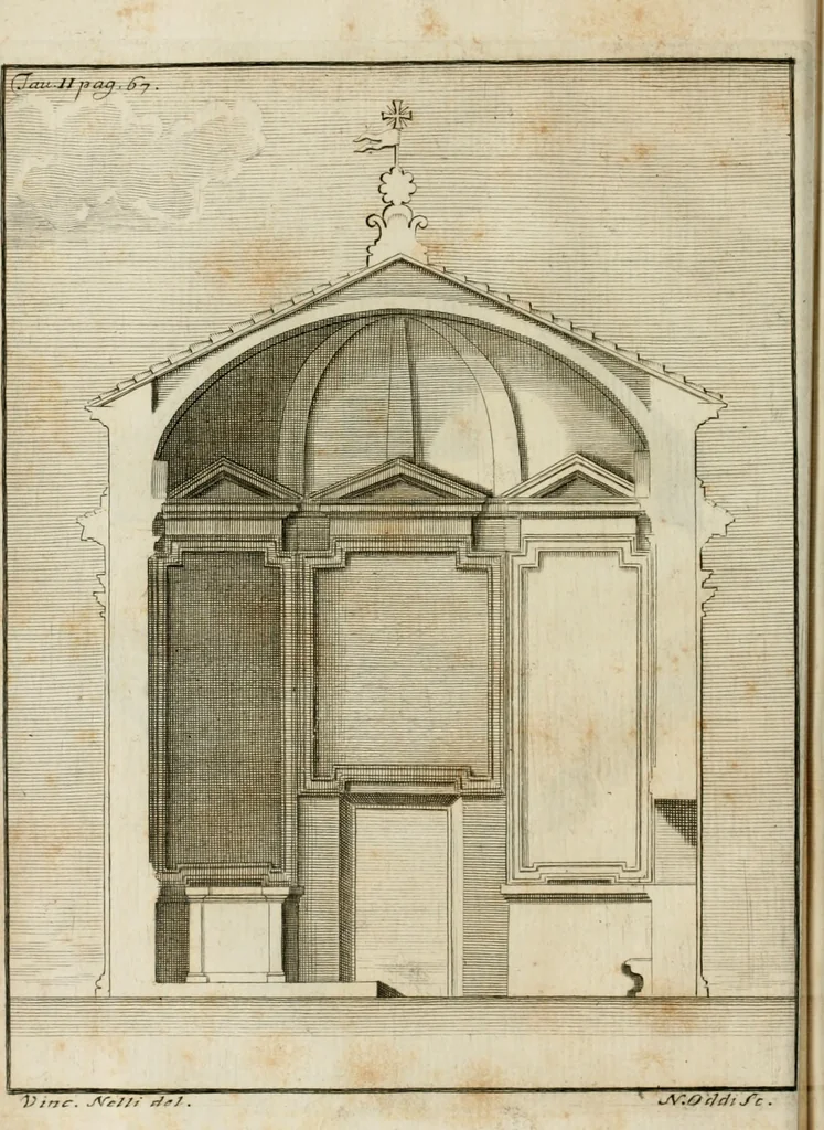 An illustration from L'istoria della Chiesa di S. Giovanni avanti Porta Latina, titolo cardinalizio, 1716, leaf 97