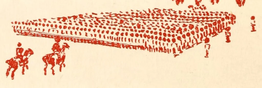 An illustration from Little wars : a game for boys from twelve years of age to one hundred and fifty and for that more intelligent sort of girls who like boys' games and books, 1913, leaf 124