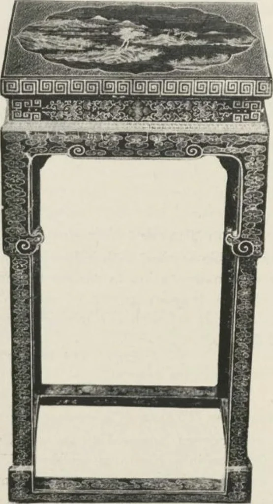 An illustration from Illustrated catalogue of the furniture and embellishments from the Imperial Palace, Pekin, exquisitely wrought gold ornaments from the ceremonial crowns of the former Emperor and Empress of China and numerous other objects of antiquity and distinctive artistic excellence, recently acquired by the firm of Messrs. Yamanaka & Company, New York, Japan, China [electronic resource] : to be sold at unrestricted public sale on the afternoons herein stated, 1917, leaf 98
