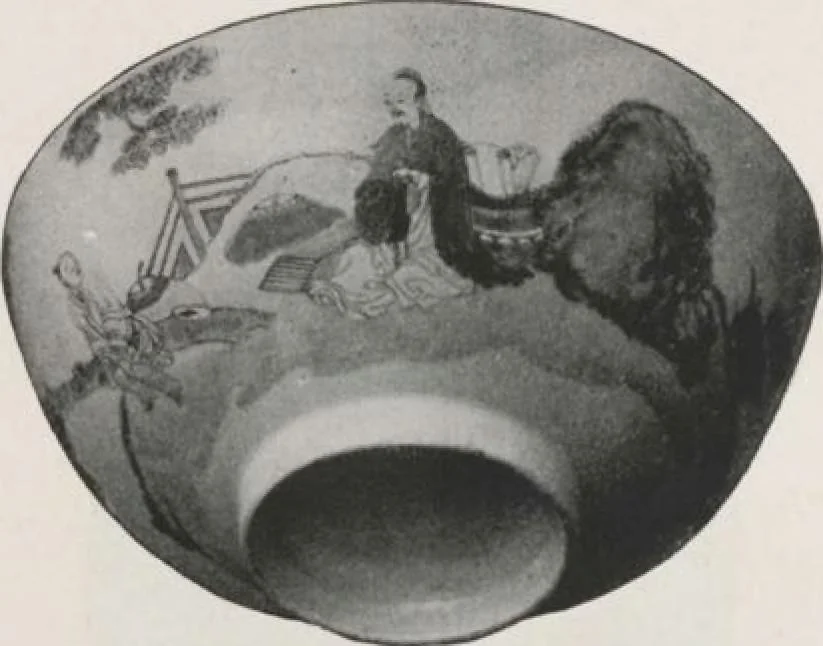 An illustration from Illustrated catalogue of the important collection of antique Chinese porcelains, Sung and Ming potteries, ancient stone sculptures, carved jades and other hard stones, snuff bottles, Mandarin necklaces, bronzes, enamels, palace furniture and wall panels and a number of rare and fine ancient Chinese paintings of the Sung and Ming periods [electronic resource] : all of which are to be sold at unrestricted public sale by direction of the Chinese expert, Lee Van Ching of Shanghai on the afternoons herein stated, 1917, leaf 105