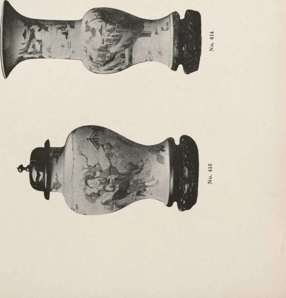 An illustration from Illustrated catalogue of the important collection of antique Chinese porcelains, Sung and Ming potteries, ancient stone sculptures, carved jades and other hard stones, snuff bottles, Mandarin necklaces, bronzes, enamels, palace furniture and wall panels and a number of rare and fine ancient Chinese paintings of the Sung and Ming periods [electronic resource] : all of which are to be sold at unrestricted public sale by direction of the Chinese expert, Lee Van Ching of Shanghai on the afternoons herein stated, 1917, leaf 132