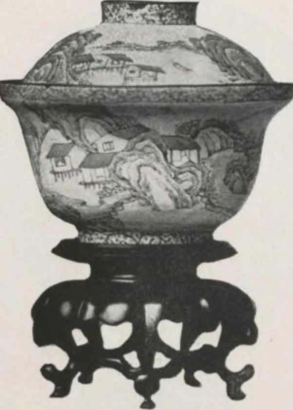 An illustration from Illustrated catalogue of the important collection of antique Chinese porcelains, Sung and Ming potteries, ancient stone sculptures, carved jades and other hard stones, snuff bottles, Mandarin necklaces, bronzes, enamels, palace furniture and wall panels and a number of rare and fine ancient Chinese paintings of the Sung and Ming periods [electronic resource] : all of which are to be sold at unrestricted public sale by direction of the Chinese expert, Lee Van Ching of Shanghai on the afternoons herein stated, 1917, leaf 168