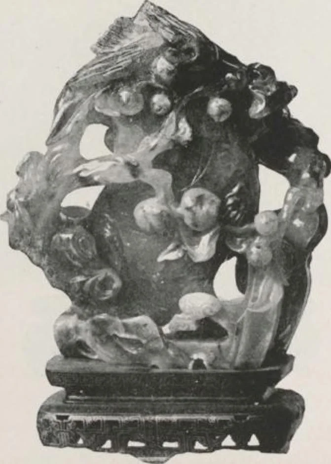 An illustration from Illustrated catalogue of the important collection of antique Chinese porcelains, Sung and Ming potteries, ancient stone sculptures, carved jades and other hard stones, snuff bottles, Mandarin necklaces, bronzes, enamels, palace furniture and wall panels and a number of rare and fine ancient Chinese paintings of the Sung and Ming periods [electronic resource] : all of which are to be sold at unrestricted public sale by direction of the Chinese expert, Lee Van Ching of Shanghai on the afternoons herein stated, 1917, leaf 66