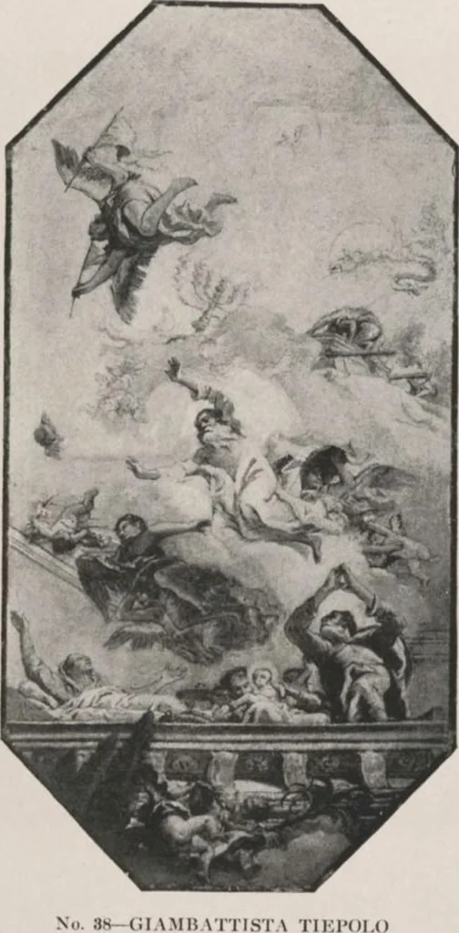 An illustration from Illustrated catalogue of a highly important collection of ancient paintings of the Italian, Dutch, Spanish, Flemish and French schools, including an imposing gathering of Italian and Flemish primitives [electronic resource] : to be sold at unrestricted public sale by direction of the F. Kleinberger Galleries, for the purpose of adjusting the business interests of their former partnership and the present incorporation, in the grand ballroom of the Plaza Hotel, Fifth Avenue, 58th to 59th Street, on the evening herein stated, 1918, leaf 90