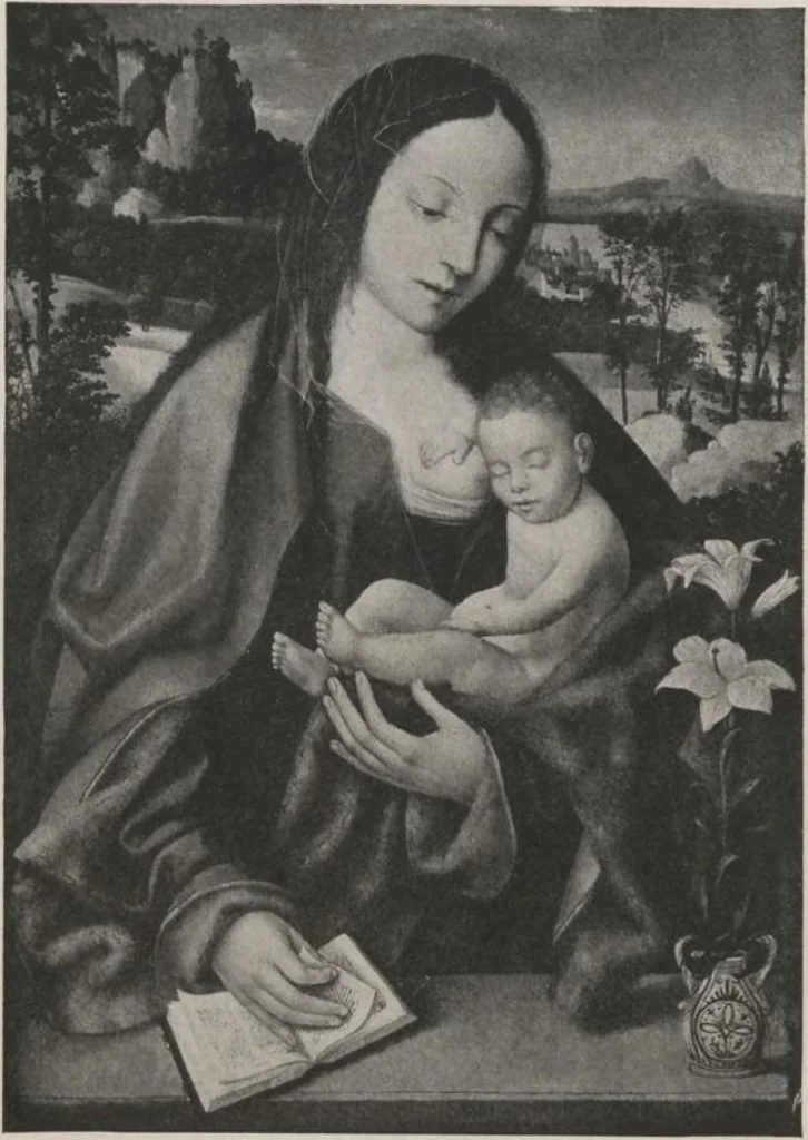 An illustration from Illustrated catalogue of a highly important collection of ancient paintings of the Italian, Dutch, Spanish, Flemish and French schools, including an imposing gathering of Italian and Flemish primitives [electronic resource] : to be sold at unrestricted public sale by direction of the F. Kleinberger Galleries, for the purpose of adjusting the business interests of their former partnership and the present incorporation, in the grand ballroom of the Plaza Hotel, Fifth Avenue, 58th to 59th Street, on the evening herein stated, 1918, leaf 98